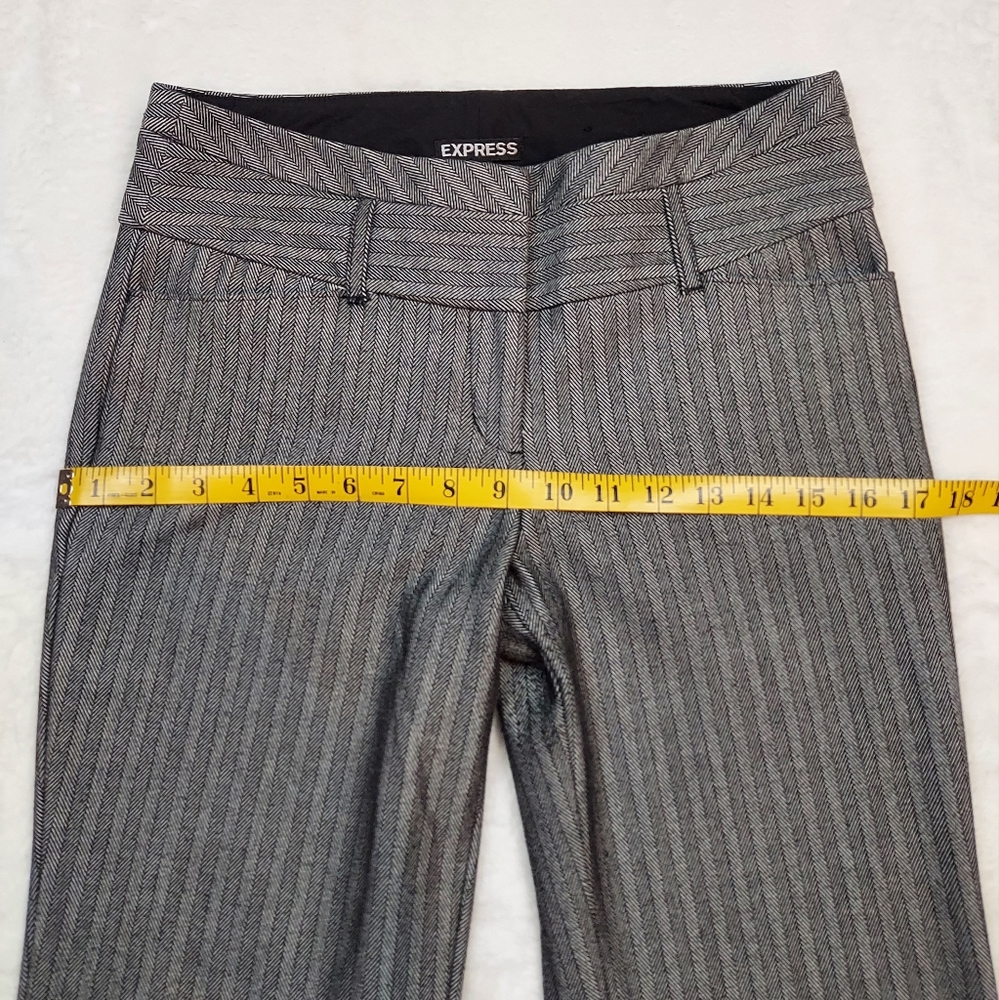 Express Editor Black Gray Striped Mid Rise Trouser Dress Pants Size 2R - Picture 4 of 13